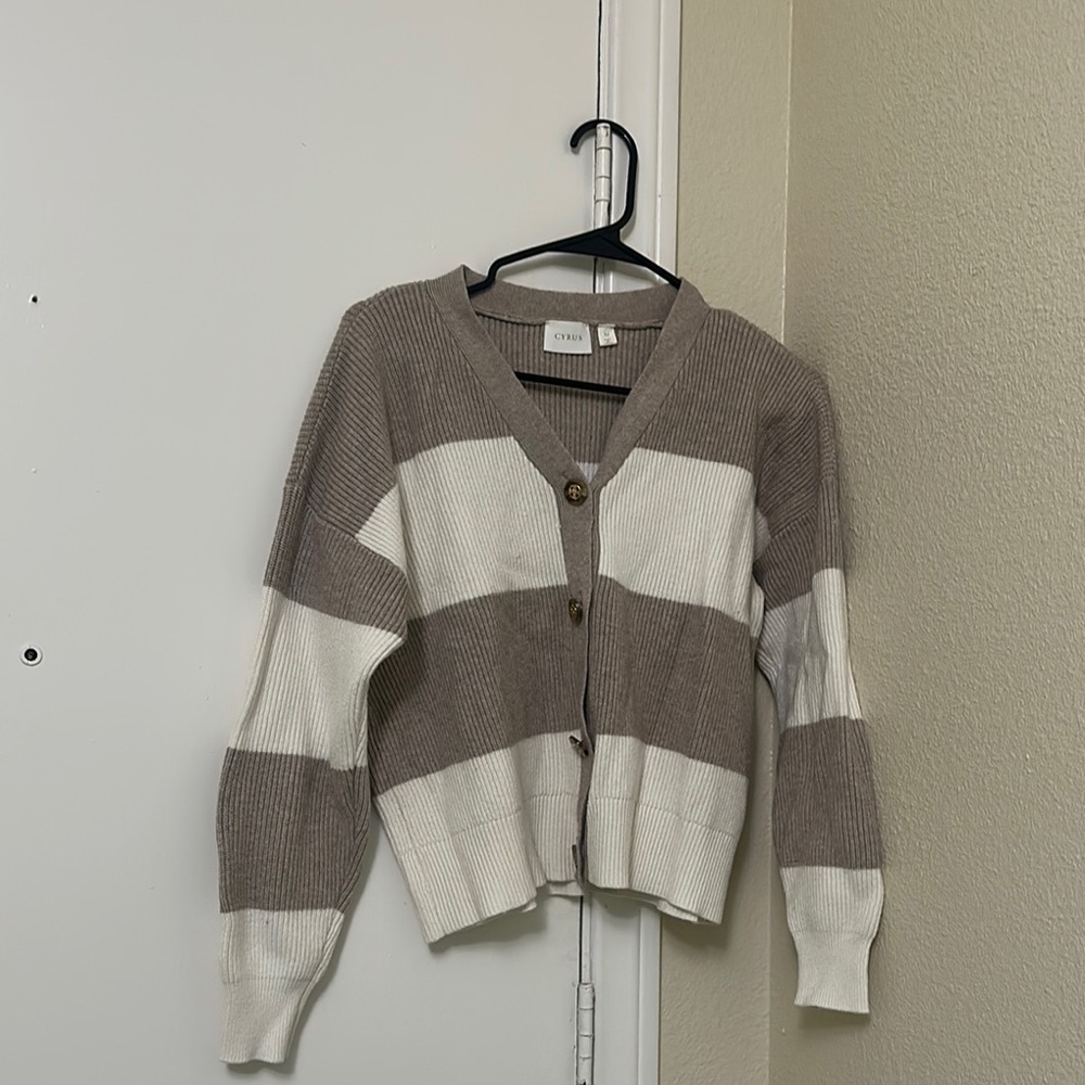 Cozy Striped Sweater - Brown and White